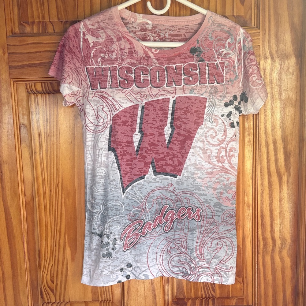 Wisconsin Badgers Women's Red and White Tee